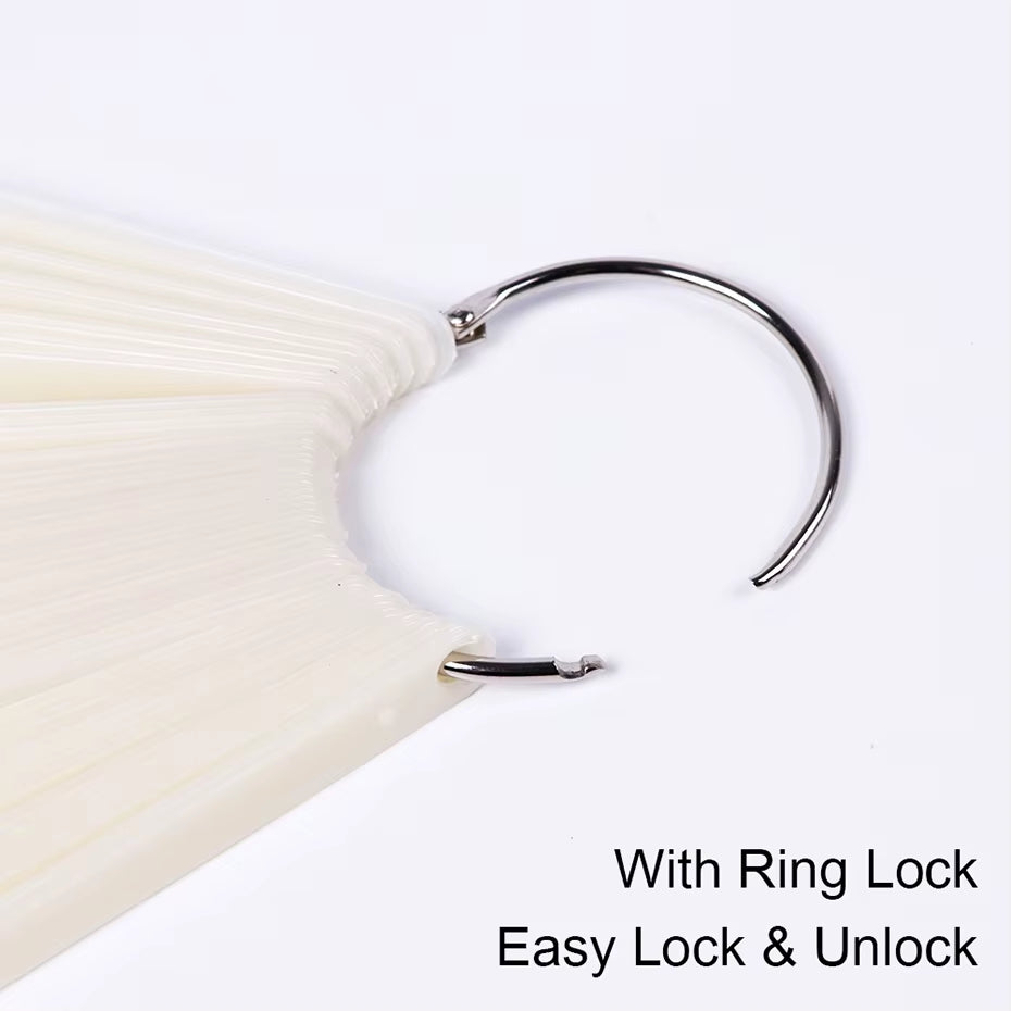 50Pcs False Nail Display Tips Clear Nature Color Chart Oval Fan Style UV Gel Polish Swatch Shows Palette Practice Manicure Tools