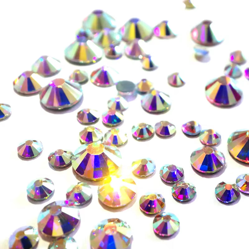 2880PCS SS3-SS20 Multi-Colors Mix Size Nail Art Rhinestones Flatback Non Hotfix Crystal Diamonds for 3D Nails Decorations