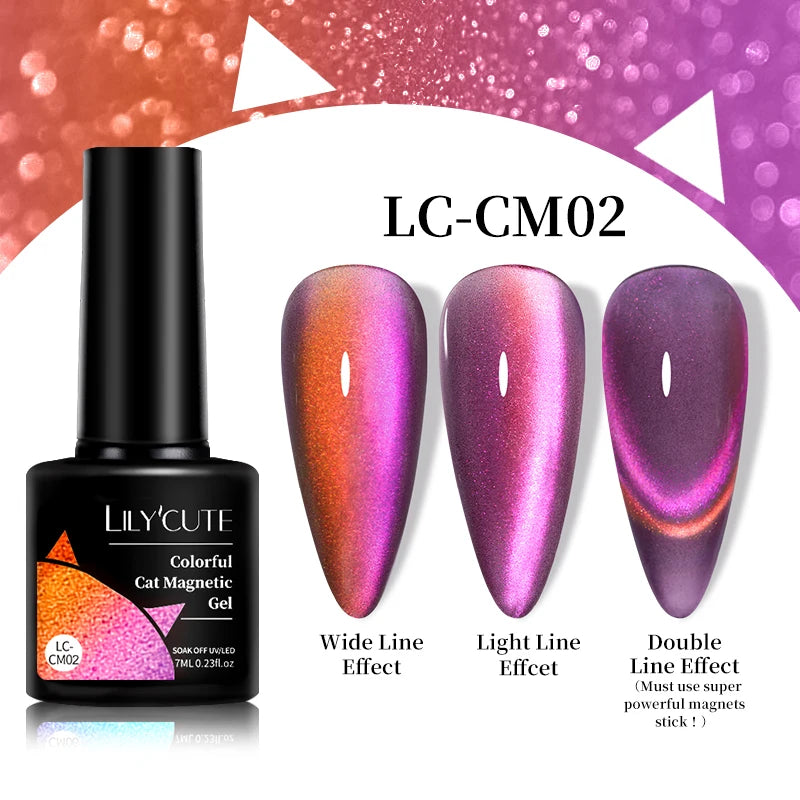 7ML 3 in 1 Platinum Rose Gold Cat Magnetic Gel Nail Polish Moonlight Magnetic Gel Varnish Glitter Semi Permanent UV Gel