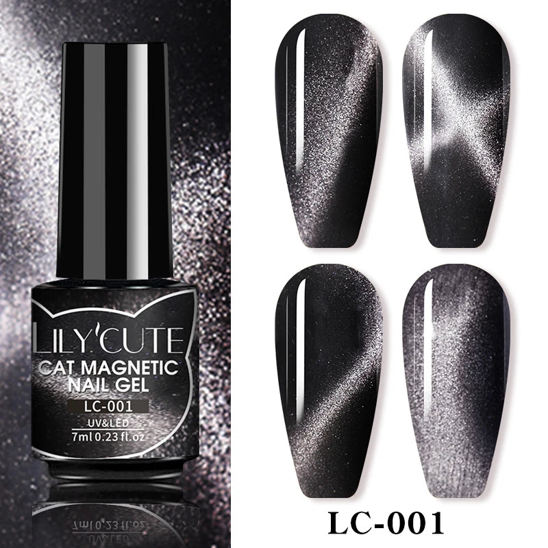7ML 3 in 1 Platinum Rose Gold Cat Magnetic Gel Nail Polish Moonlight Magnetic Gel Varnish Glitter Semi Permanent UV Gel