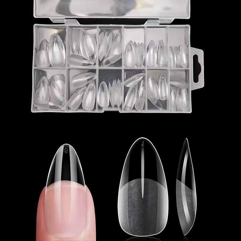 120Pcs Full Cover Press on Nail Tips Stiletto Almond Square Coffin French False Fake Soak off Gel Nail Extension Tips Capsule