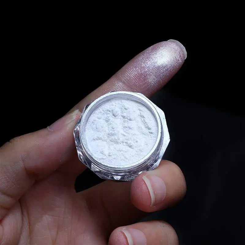 Aurora Pearl White Nails Glitter Dust Moonlight White Rubbing on Powder Shell Pigment Nail Art Supplies Decoration