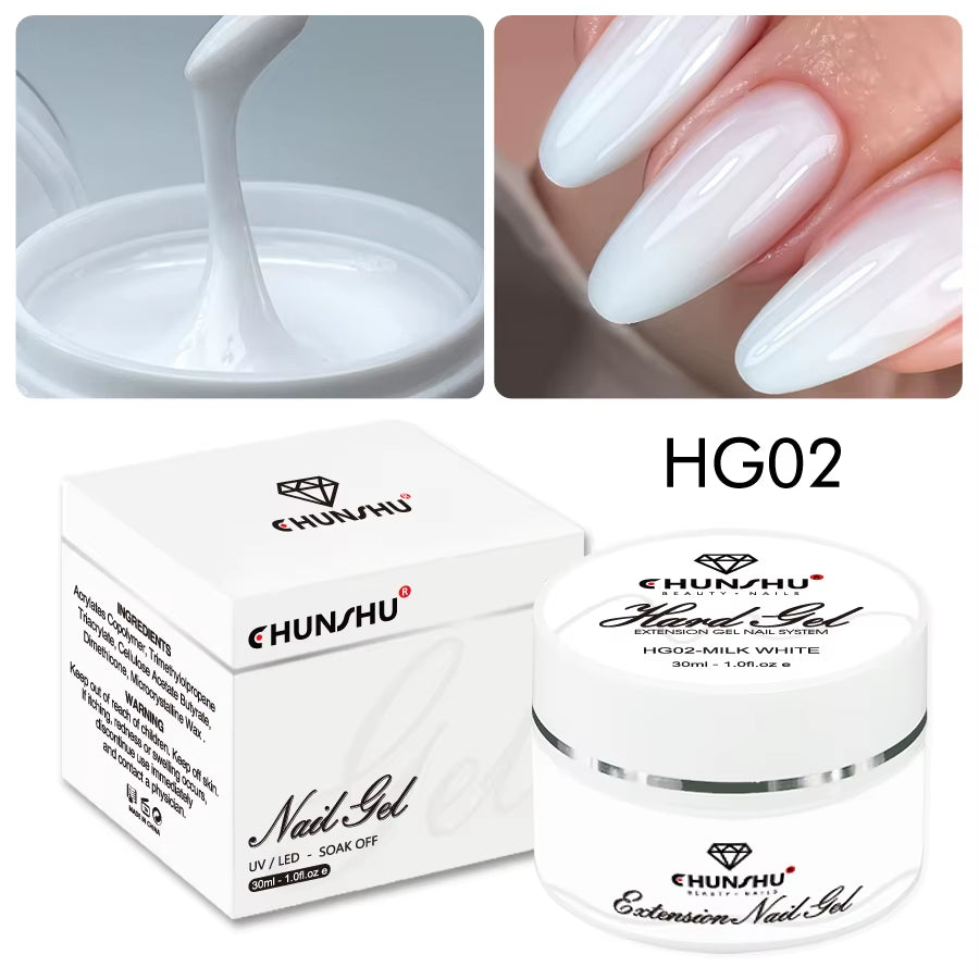 30ML Hard Gel for Nail Extension Milky White Builder Constructor Gel Self Leveling Reinforcement Nail Gels Camouflage Manicure