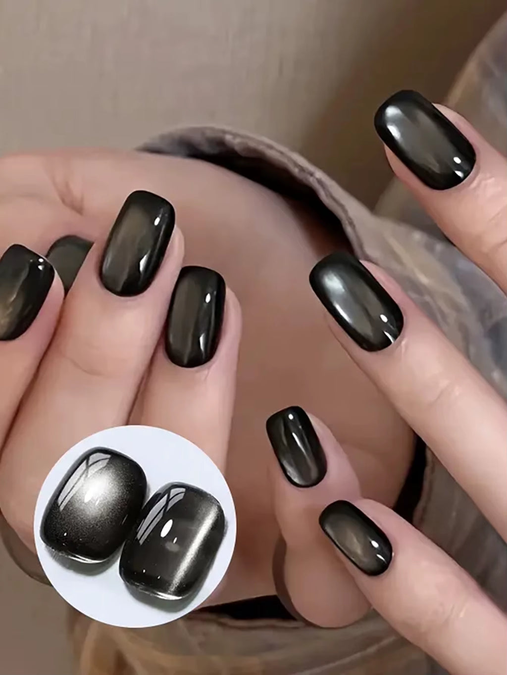 1-24Pcs WS Autumn Winter Nails Popular Black Cat Eye Gel Nail Polish Fashionable Flash Glass Beads Cat'S Eye Nail Salon Nail Art