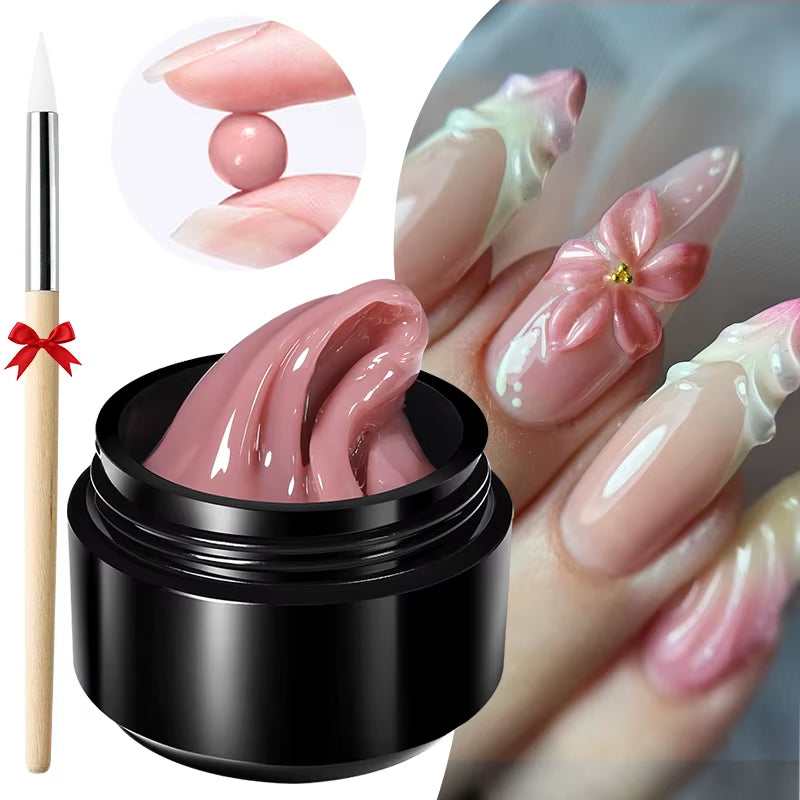 15Ml Clear Non Stick Hand Extension Gel 3D Shaping Sculpting Carving Nail Art Solid Hard Gel for Fake Nail